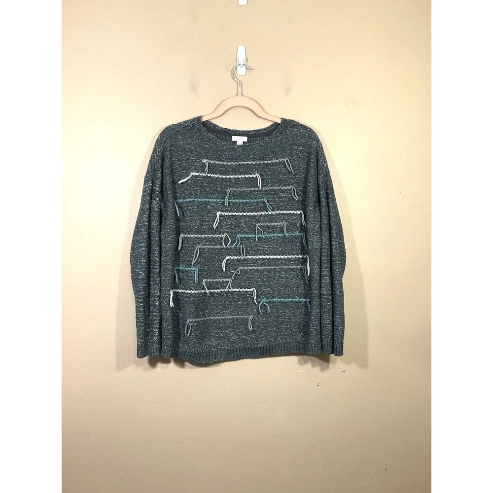 J. Jill Pure Jill Marled Yarn Sweater S Gray Artsy Funky Minimalist Coastal Boho